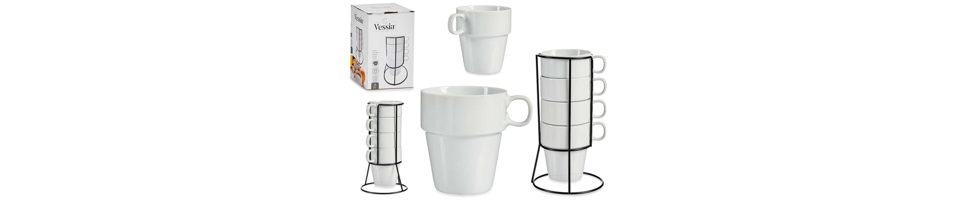 SET 6 TAZAS Y SOPORTE 90 ML BLANCO