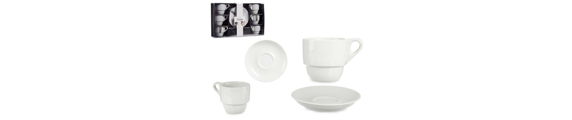 SET 6 TAZAS Y SOPORTE 420ML BLANCO
