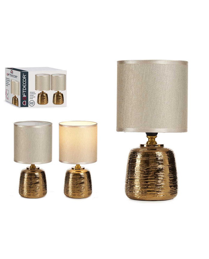 SET 2 LAMPARAS DORADAS PEQ CERAMICA CILINDRICAS