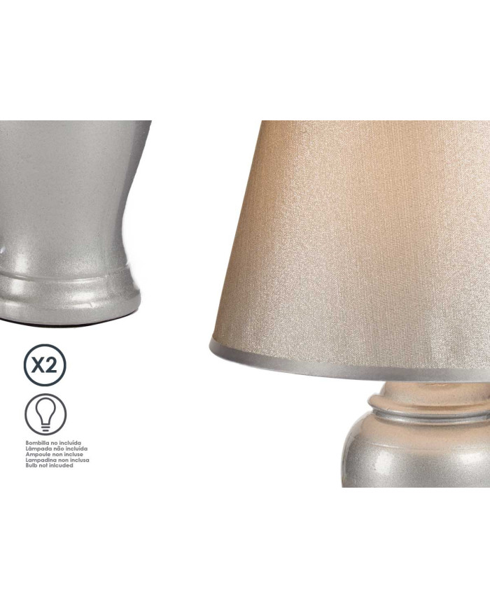 LAMPARA CONCAVA PLATEADA CERAMICA