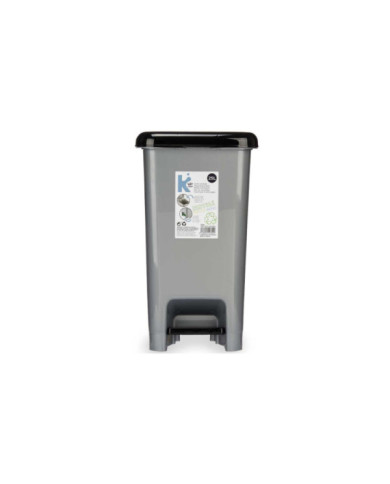 PAPELERA PLASTICO 25L RECICLAJE PEDAL NEGRA