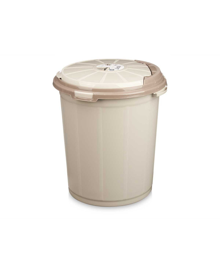 CUBO BASURA PLASTICO CON TAPA COLOR BEIGE 50L