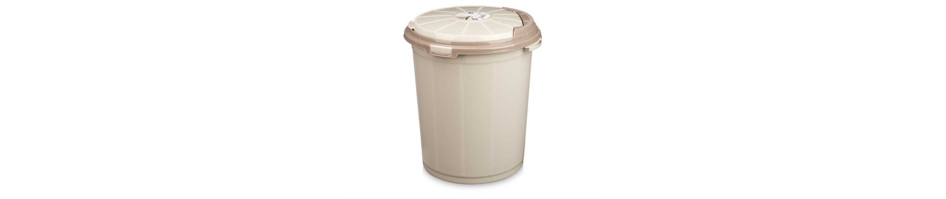 CUBO BASURA PLASTICO CON TAPA COLOR BEIGE 50L