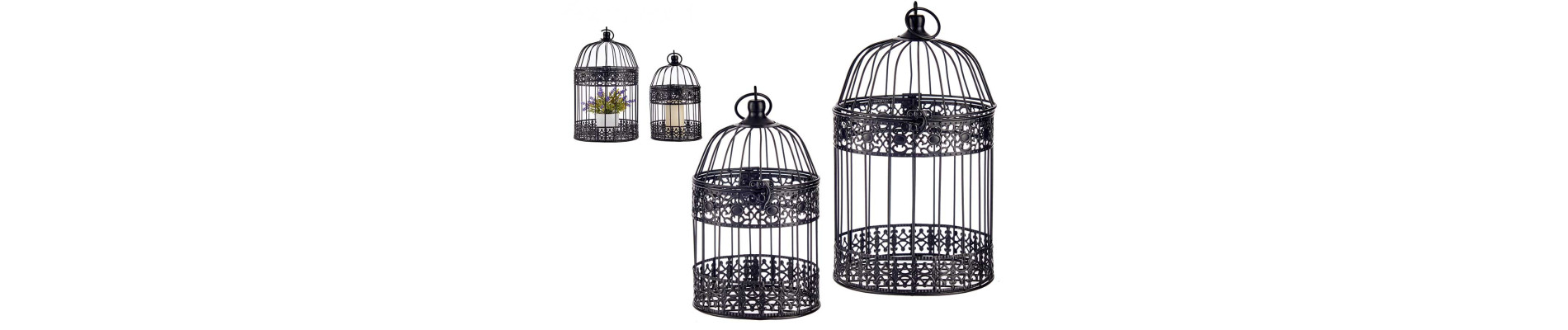 SET 2 JAULAS METAL CUADRADAS NEGRO