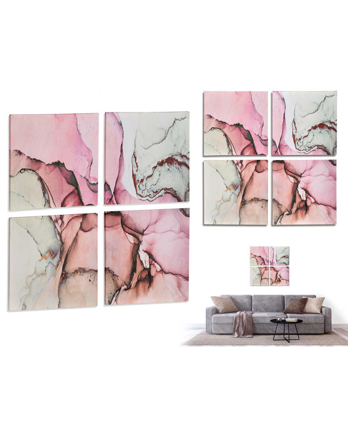 LIENZO 4 PIEZAS MARMOL ROSA 35X35CM