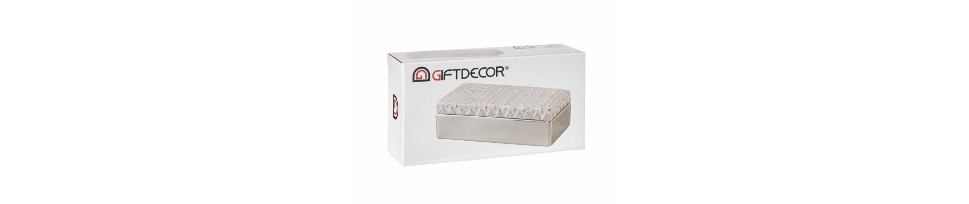 JOYERO RECTANGULAR CERAMICA PLATEADO