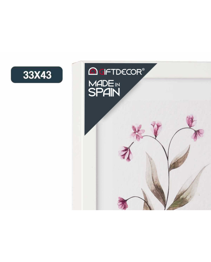 CUADRO FLORES MOLDURA BLANCO SURT 2