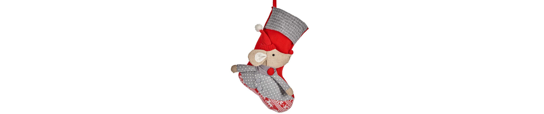 CALCETIN NAVIDEÑO RATON GRIS 50CM