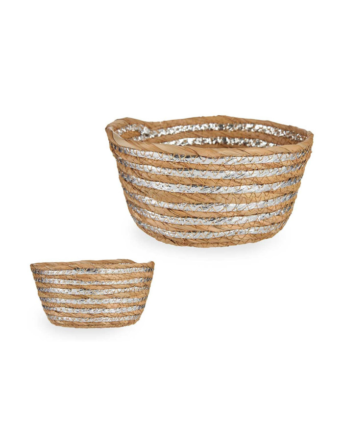 CESTA ALGAS 20CM RAYAS PLATA NATURAL