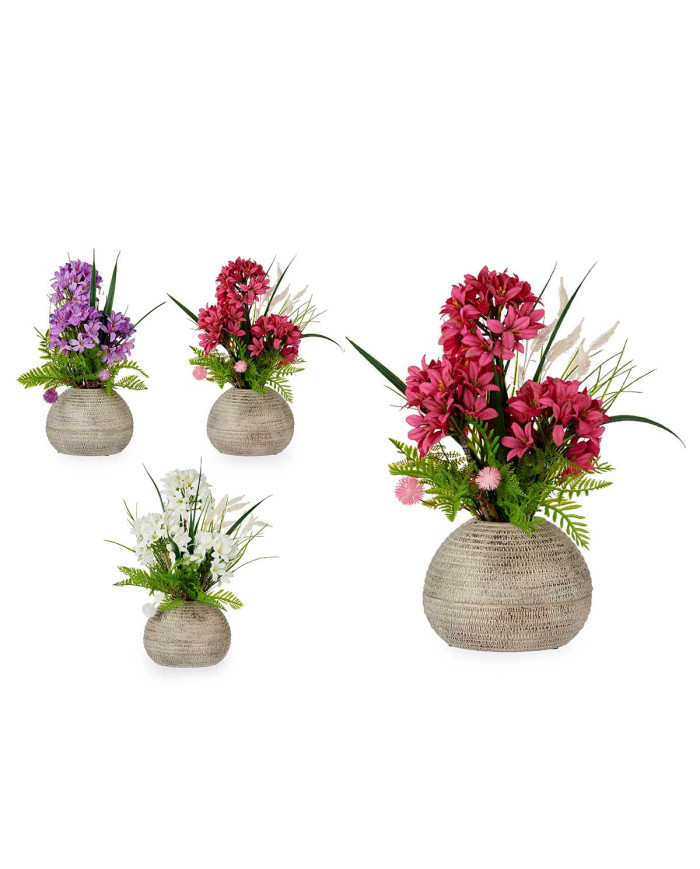 MACETA BOLA GIGANTE CON FLORES SURT 3 COLORES