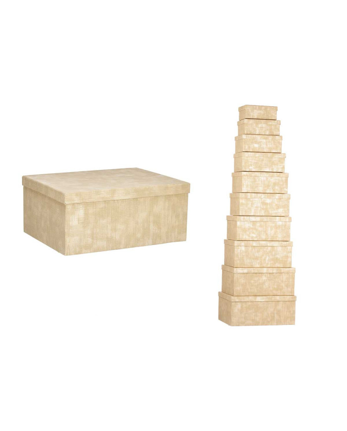 SET 10 CAJAS CARTON RECTANGULAR NATURAL RAYAS