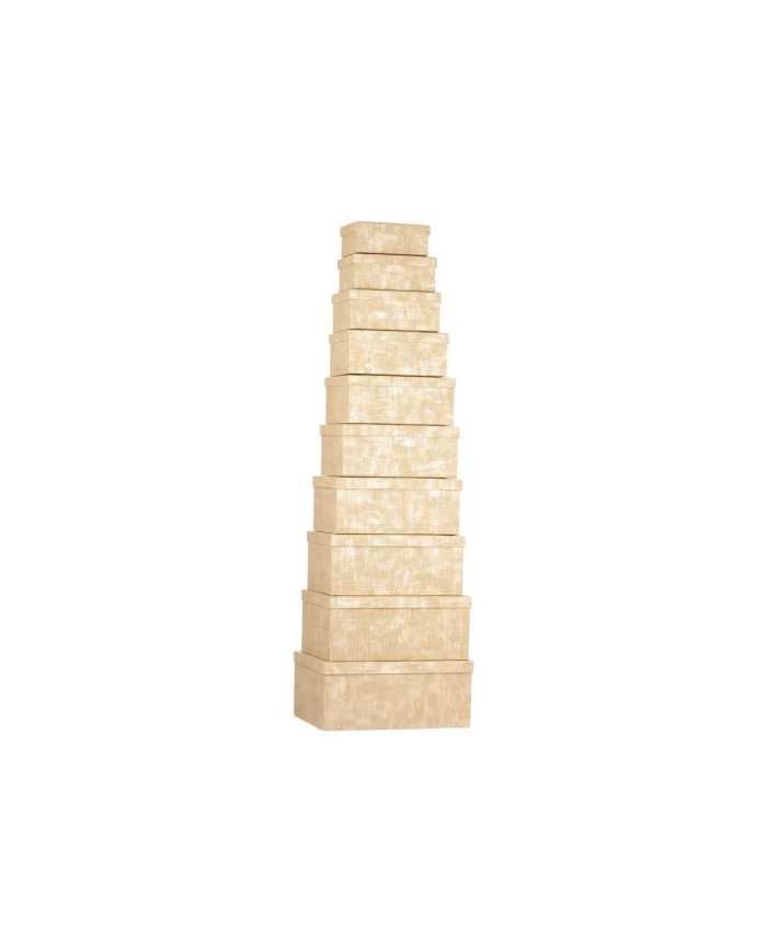 SET 10 CAJAS CARTON RECTANGULAR NATURAL RAYAS