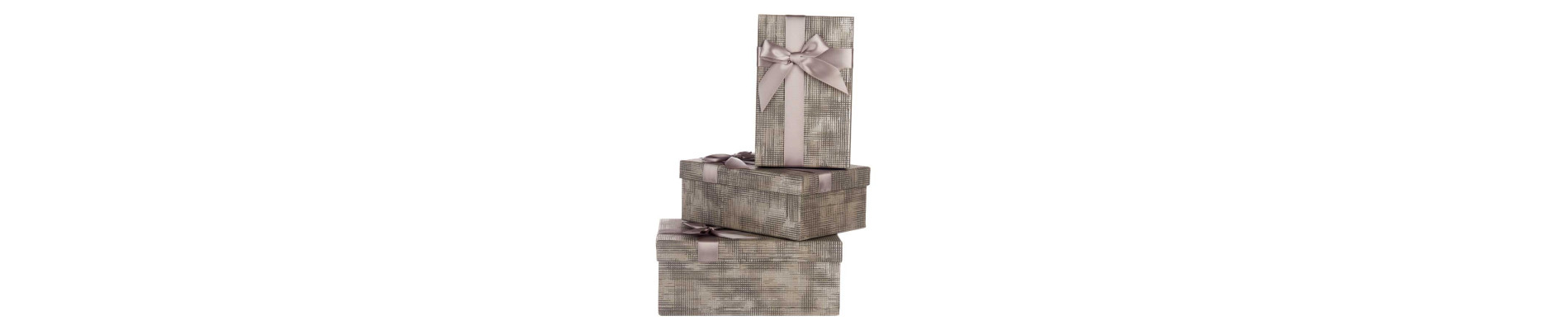 SET 3 CAJAS CARTON RECT ANTRACITA RAYAS LAZO