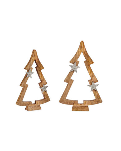 ARBOL MADERA SILUETA CON ESTRELLA 50CM