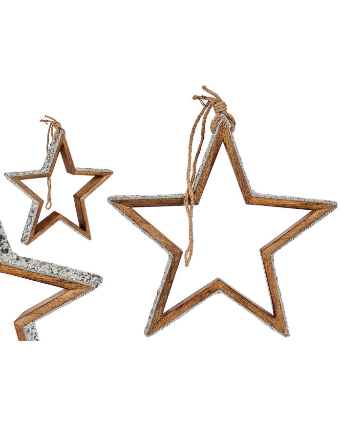 ESTRELLA MADERA SILUETA CON PURPURINA 28CM