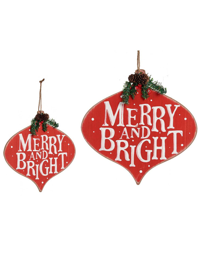 CARTEL MADERA MERRY AND BRIGHT 30CM