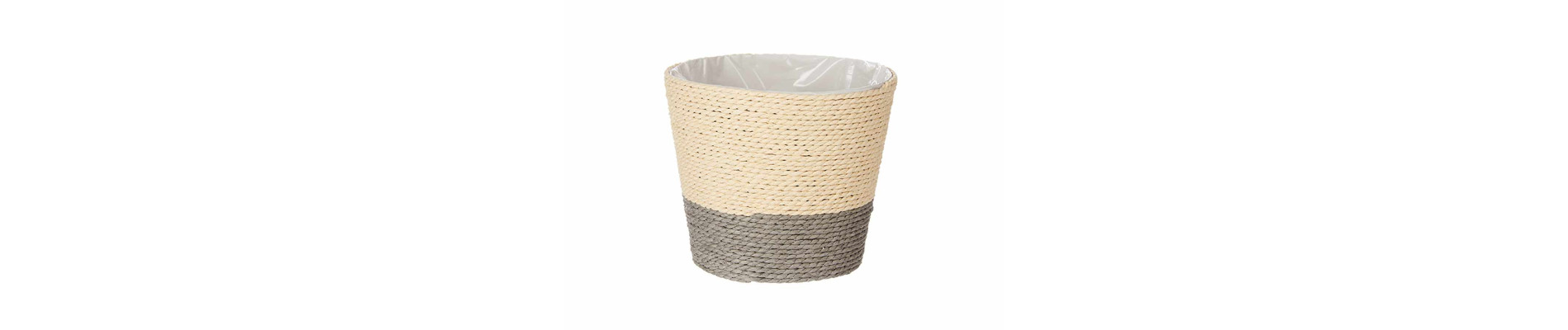 MACETERO CUERDA 15X14CM GRIS NATURAL