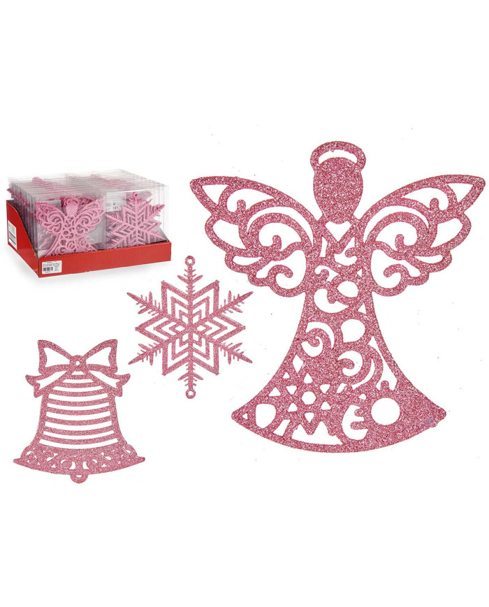 SET 3 COLGANTES ARBOL PVC PURP ROSA 15CM SURT 3