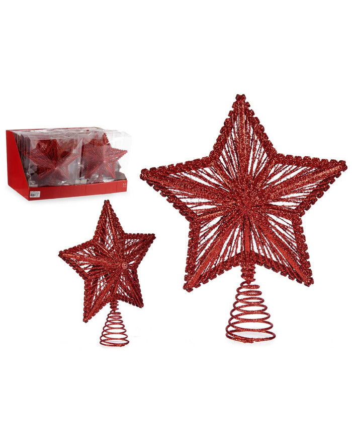ESTRELLA FINAL ARBOL ALAMBRE PVC PURP ROJO 17CM