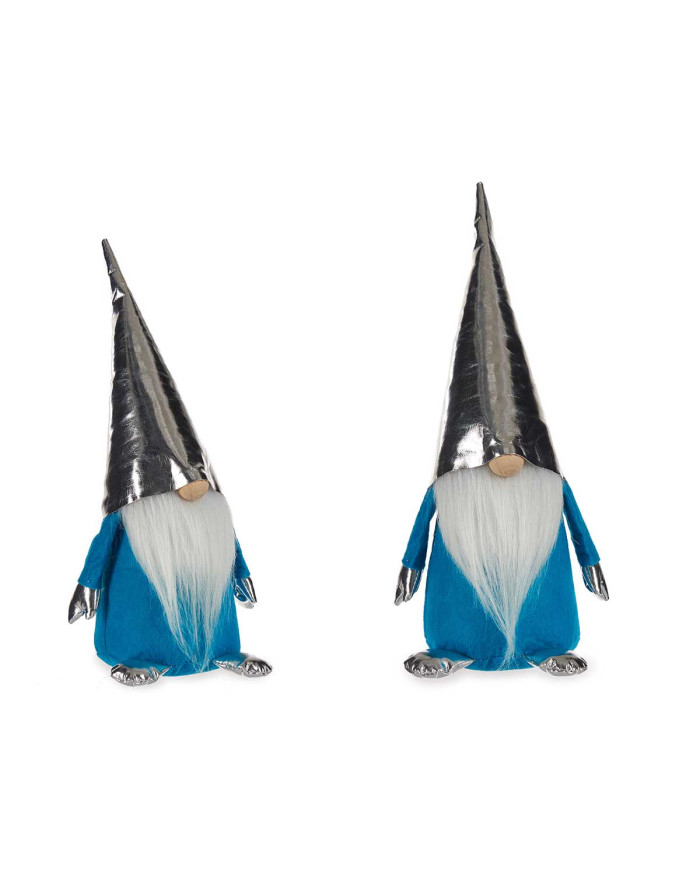 GNOMO TELA AZUL CLARO CON GORRO PLATA 34CM