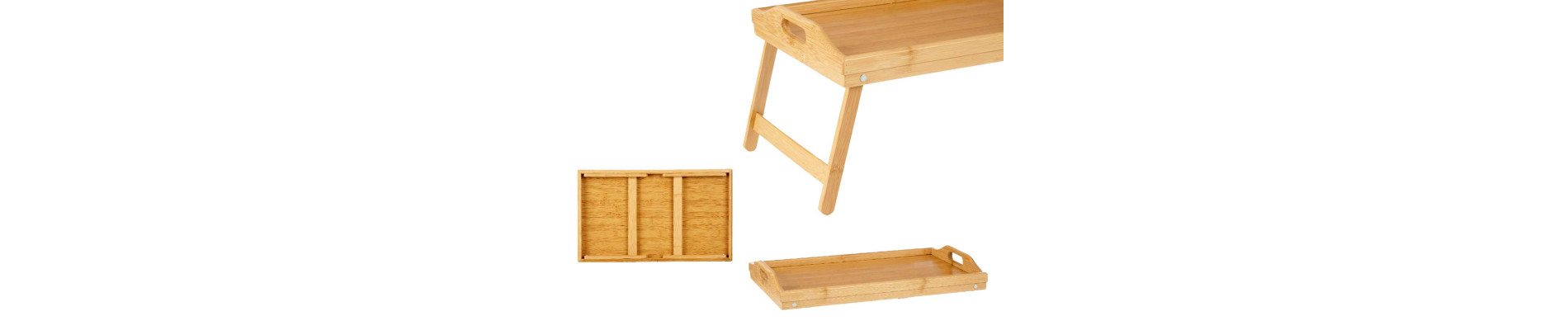 BANDEJA BAMBU CON PATAS PLEGABLES 50X30X21CM
