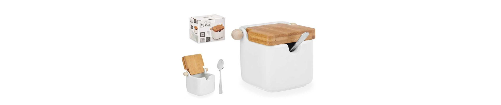 AZUCARERO CERAMICA BLANCO TAPA BAMBU