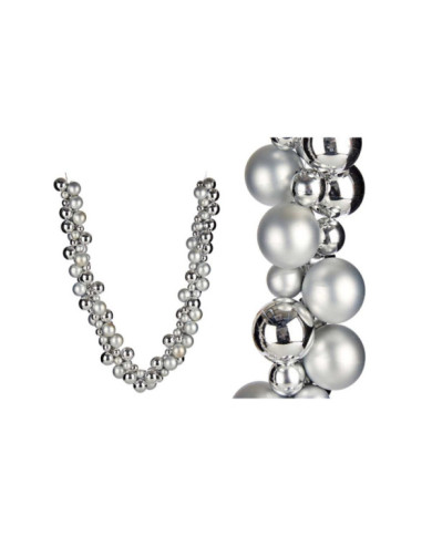 GUIRNALDA SET 130 BOLAS PVC 5CM PLATA MATE BRILLAN