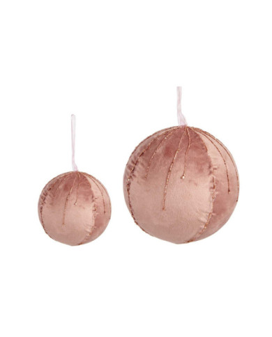 SET 4 BOLAS TERCIOPELO ROSA CON CRISTAL 12CM