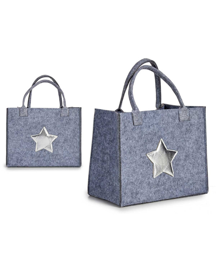 BOLSA DECORACION ESTRELLA GRIS Y PLATA