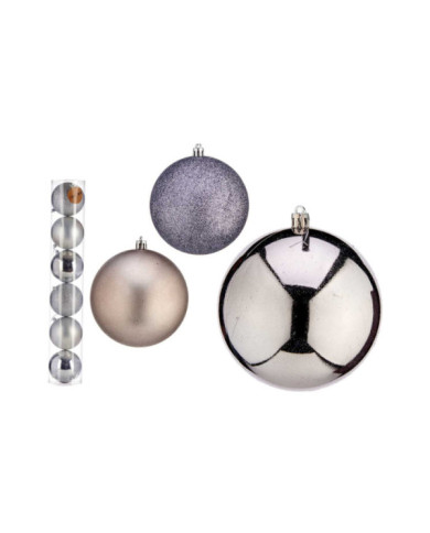SET 6 BOLAS NAVIDAD 10CM PLATA SURT