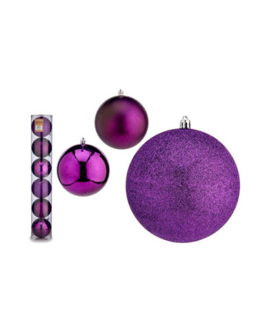 SET 6 BOLAS NAVIDAD 12CM MORADO SURT