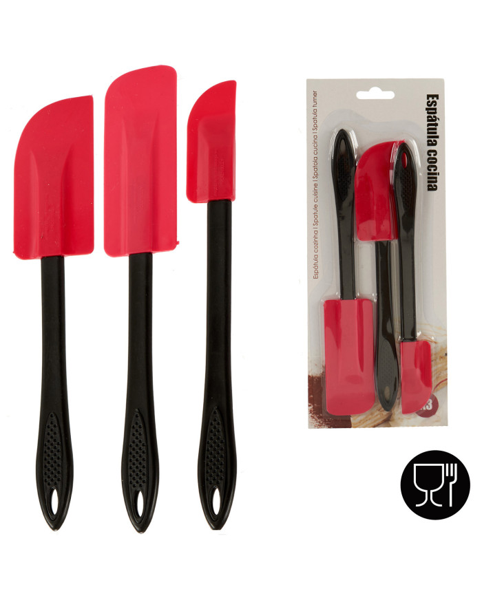 SET 3 ESPATULAS NEGRO ROJO
