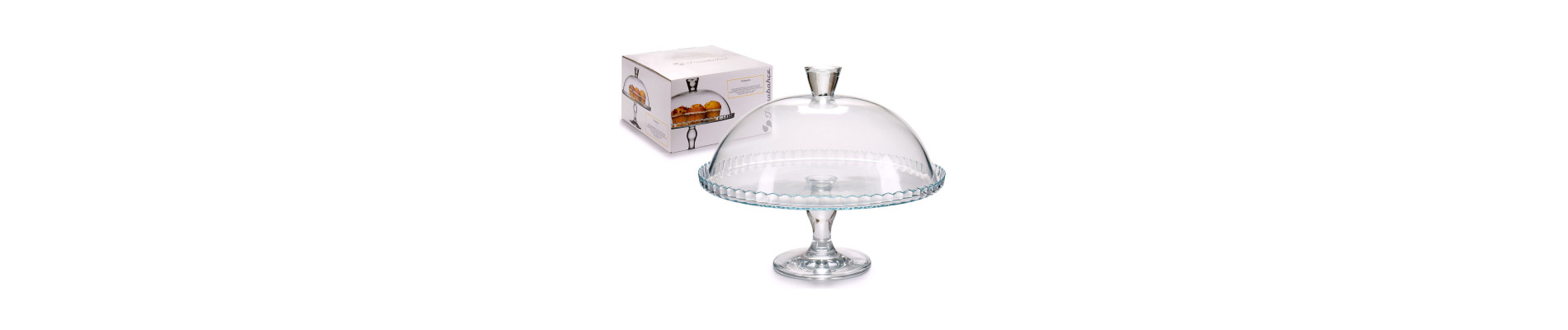 TARTERA CRISTAL CON PIE Y TAPA 32CM
