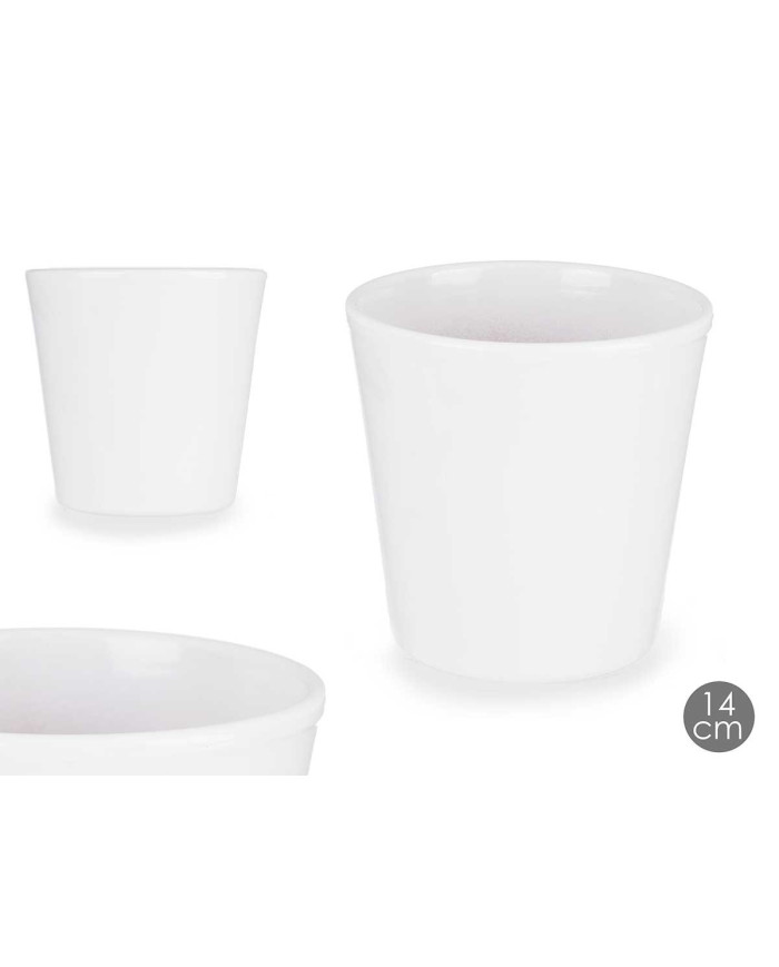 MACETA CERAMICA CONICA 14CM BLANCA