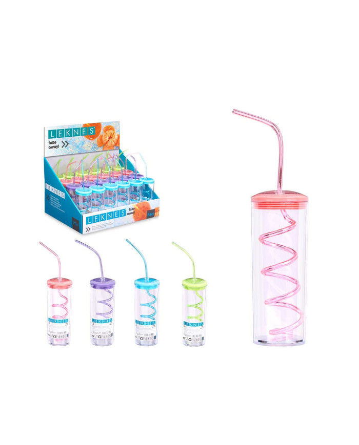 VASO PAJITA ESPIRAL SURT 4 COL 330ML