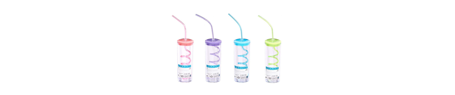 VASO PAJITA ESPIRAL SURT 4 COL 330ML