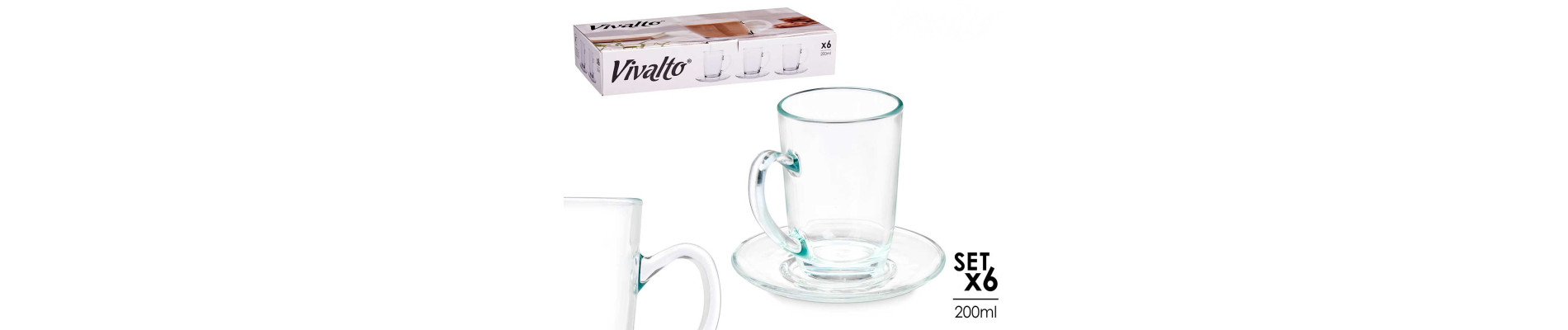 TAZA VIDRIO CAFE 170ML CON PLATO