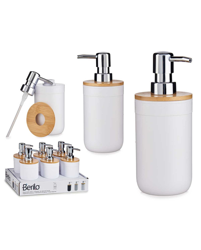 DOSIFICADOR BLANCO CON TAPA BAMBU