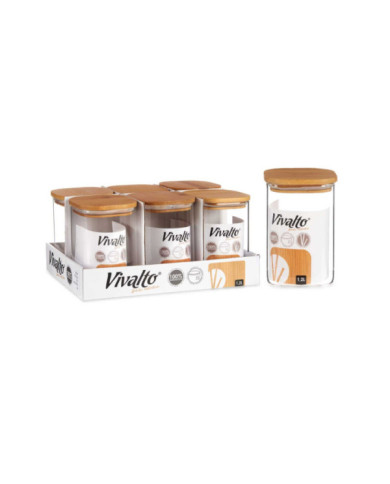 TARRO COCINA BOROSILICATO CON TAPA BAMBU 1200ML