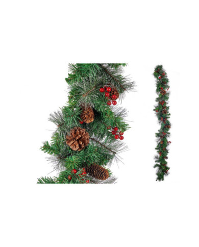 ADORNO NAVIDAD GUIRNALD FRUTOS ROJOS Y PIÑAS 180CM