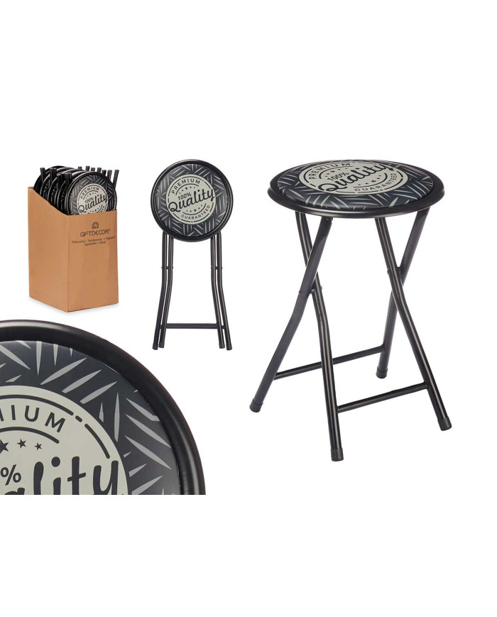 TABURETE PLEGABLE PVC MATE PATAS NEGRAS QUALITY