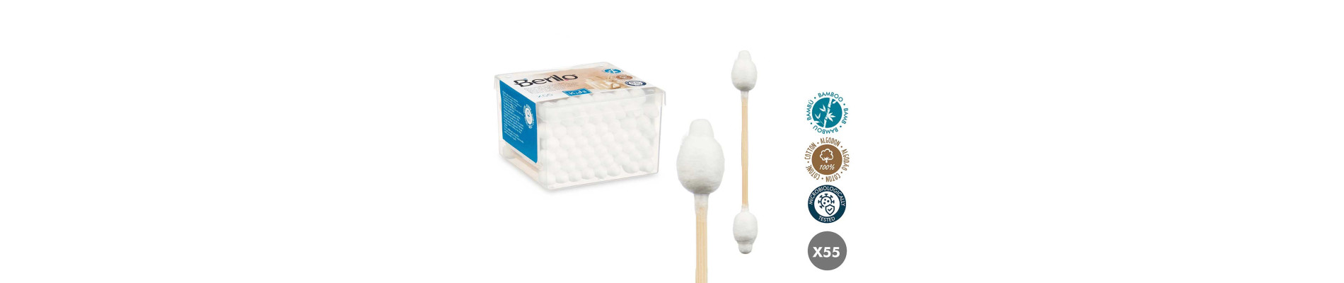 CAJA 55 BASTONCILLOS OIDOS BAMBU BEBE