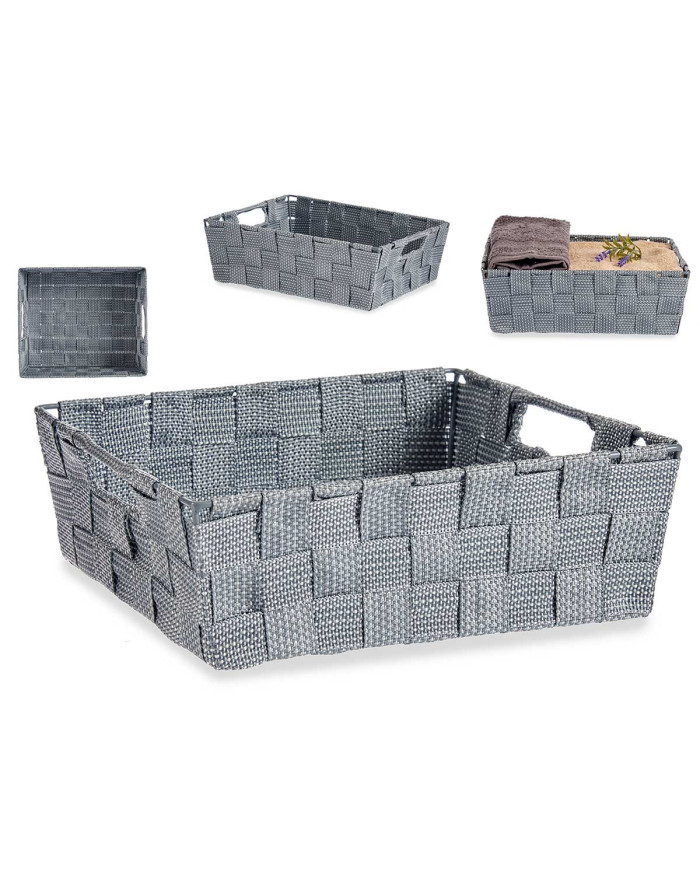 CESTA TELA RECT 23CM GRIS