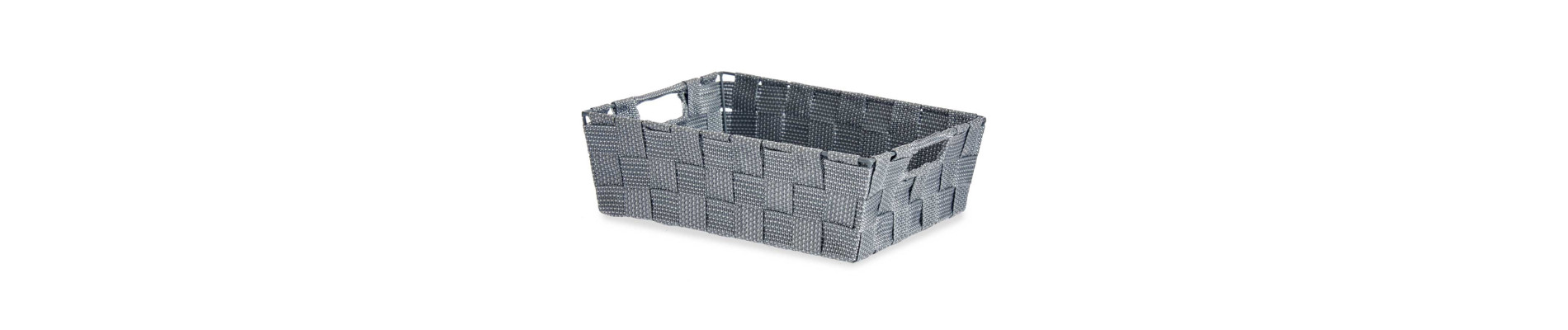 CESTA TELA RECT 23CM GRIS