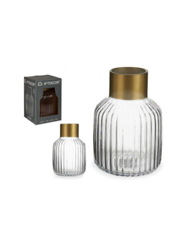 JARRON CRISTAL RAYAS ORO GRANDE TRANSPARENTE