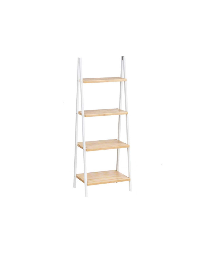 ESTANTERIA ESCALERA 4 ESTANTES BAMBU BLANCO
