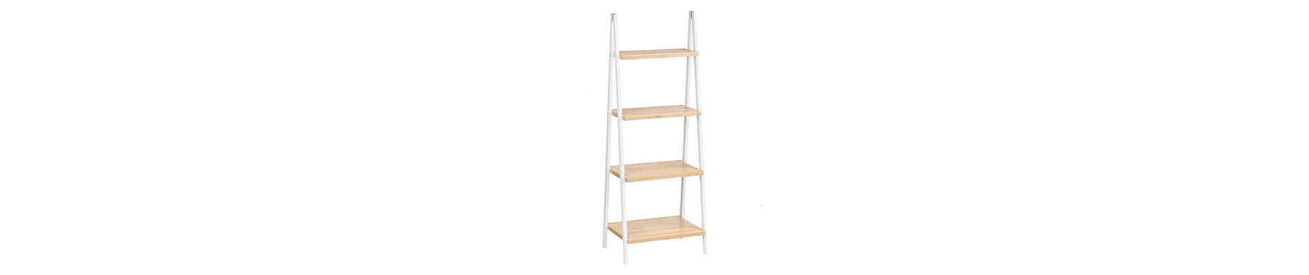 ESTANTERIA ESCALERA 4 ESTANTES BAMBU BLANCO