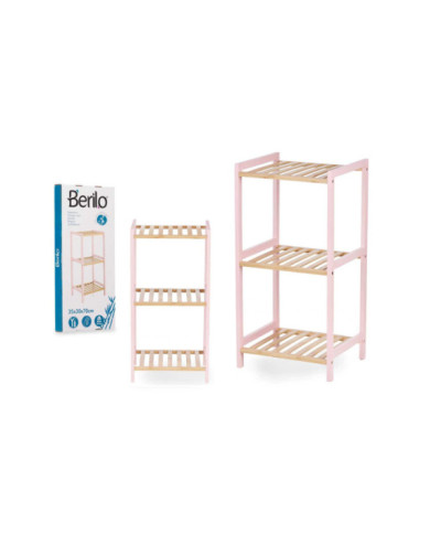 ESTANTERIA CUADRADA 3 ESTANTES BAMBU ROSA