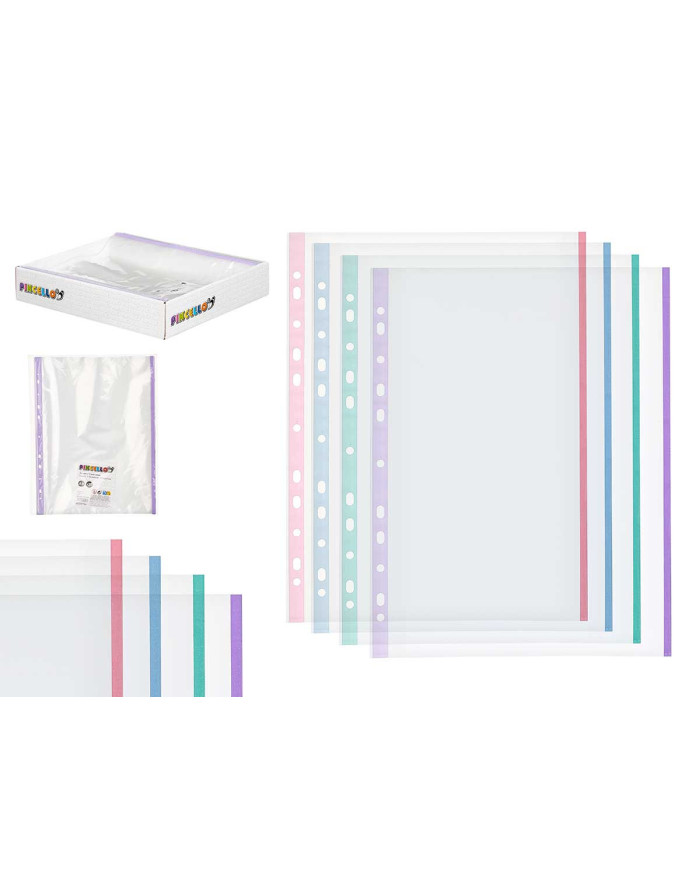 SET 25 FUNDAS TRANSPARENTES COLOR FOLIO