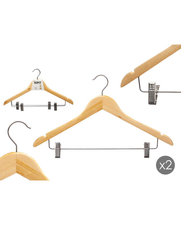 SET 2 PERCHAS MADERA C PINZA PANTALON